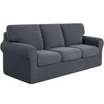 subrtex 3-Seater Sofa Cover with 3 Separate Cushions and 3 Backrests Covers, 7 Pieces Stretch Sofa Slipcover Replacement Furniture Protector (Sofa, Grey)