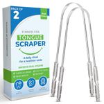 2 x POSH CHOICE Tongue Scrapers for Adults | Premium Stainless Steel Oral Care Tools | Effectively Reduce Bad Breath | Durable Dental Tools for Men and Women | Tongue Cleaner