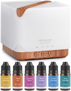 ASAKUKI Essential Oil Diffuser 700ml, Ultrasonic Aromatherapy Humidifier with Top 6 Essential Oils Set, 7 LED Colors, Timer & Auto-Off, Large Room Diffuser