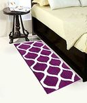 Loomsale Premium Anti-Slip Bedside Runner Microfiber Soft, Rugs for Living & Bedroom, Run ner- Suitable for Kitchen, Hall Dry Fast Water Absorbent & Machine-Washable (Purple & White, 2 feet x 10 feet)