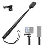 ATUMTEK 130cm Invisible Selfie Stick, 1/4" Extended Monopod Pole, Solid and Compact Design for Insta360, for GoPro, DJI, Action Camera (Buckle Mount for GoPro and Wrist Strap Included)
