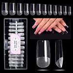 Gellen Square Fake Nails 504Pcs Nail Tips, Acrylic Nail Kit Square Pre-Shaped Press On Nails, Clear False Nail Extension Kit, Full Cover Soft Gel Nail Tips, Home Salon Nail Art Manicure Set, 12 Sizes