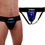 Undeez Vasectomy Jockstrap Underwear - With 2-Custom Fit Ice Packs and Snug Jockstrap For Testicular Support & Pain Relief, Black, Large