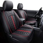 Tomatoman Toyota Tacoma Seat Covers Compatible with 2005-2023 Access Crew Double Cab TRD Sr5 V6 Offroad Limited Sport Truck Waterproof Car Cushions(Full Set/Black-Red)