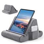 Lucrave Tablet Pillow Stand, Soft Pillow Pad for Lap, Tablet Holder Dock for Bed with 3 Viewing Angles, Pocket, Stylus Mount, Compatible with iPad Pro 13, 10.5, 9.7 Air, Mini, Galaxy Tab, E-Reader