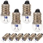 iplusmile E10 Mini Light Bulbs - 10pcs Miniature Bulbs Screw Base, 2.5V/0.3A Incandescent Bulbs for Flashlight, Electrical Experimental Bulbs Tools