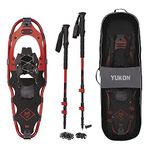 Yukon Charlie's Advanced Spin Snowshoe Kit, 8-inch x 25-inch, Includes Snowshoes, Trekking Poles and Travel Bag,Red