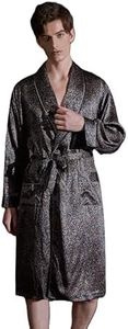 Men's 100% Mulberry Silk Long Robe Kimono Paisley Print Bath Robe, Heavy Silk 19 Momme Dressing Gown