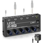 LZSIG Headphone Amplifier 4 Channel Metal Stereo Audio Amplifier,Mini Earphone Splitter with Power Adapter,1/4" & 1/8" TRS Headphones Output and TRS Audio Input for Sound Mixer,DC 12V