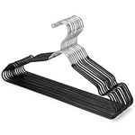 USTECH Metal Space Saving Clothes Hangers | Trouser Bar with Shoulder Notch Thin Hangers Perfect for Coat, Suit, and Pants | Non-Slip Coating and Large Hook for Added Safety | Pack of 24