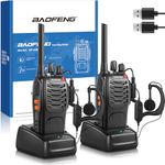 Walkie Talkie,Two Way Radio 16 Channels Long Range Walkie Talkies with USB Charger and Earpieces, Rechargeable walkie talkies for Children play and adults work. (Black, 1 Pair)