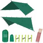 Gold Armour Rainfly Tarp Hammock, Premium 14.7ft/12ft/10ft/8ft Rain Fly Cover, Waterproof Ultralight Camping Shelter Canopy, Survival Equipment Gear Camping Tent Accessories (Green 12ft x 10ft)