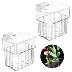 Wzenclave 2-Pack Clear Aquarium Plant Holders with Hooks, Hanging Aquatic Planter Cups for Aquarium Decor, Ideal for Live Aquarium Plants and Fish Tank Decorations (2)