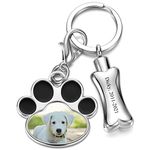 JOVIVI Photo Keyring Personalised Custom Dog Paw Prints Pet Urn Keyring Ashes Cremation Memorial Keepsake Engraved Picture Text Date Name Keychain Gifts for Women Men