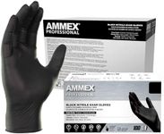 Ammex Black Nitrile Disposable Exam Gloves, 3 Mil, Latex & Powder Free, Textured, Large, Case of 1000