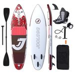 JOOLOOG Inflatable Stand Up Paddle Board with seat 6 Inch Thick with Premium Sup Backpack, 10'6" Length Non-Slip Deck Lightweight Paddle Standing Red with seat