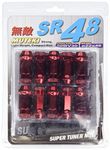 Muteki 32906R SR48 Series Red 12mm x 1.5" Thread Size Open End Lug Nut, (Set of 20)