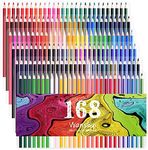 168 Colored Pencils - 168 Count Including 12 Metallic 8 Fluorescence Vibrant Colors No Duplicates Art Drawing Colored Pencils Set for Adult Coloring Books, Sketching, Painting