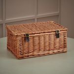 Virginia Hayward – Handwoven Premium Wicker Baskets with Lid and Leather Straps – Ideal to Make Hampers, Gifts, Toys and to use at Home for Storage or for a Picnic. Empty Basket 18” Large