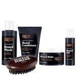 Scotch Porter Beard Care Kit – Cleanse, Moisturize, Soothe & Style Coarse, Dry Hair while Encouraging Growth for a Fuller/Healthier-Looking Beard – Includes Wash, Conditioner, Serum, Balm & Brush