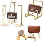 K KAIDIYIN 3 Pack Adjustable High Stainless Steel Purse Holder Stand and 3 Pcs Gold Stainless Steel Risers Display Stand and 1 Pack 3-layer Wallet Display Rack