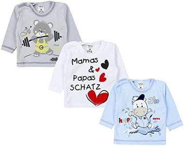 TupTam Blusas de bebé, Manga Larga con Estampado, Paquete de 3 uds., Niño, 74