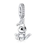 Annmors 925 Sterling Silver Charms fit Bracelets Necklaces Cute Rabbit Dangle Beads with 5A Cubic Zirconia Christmas Valentine Mother's Day Gift Charms for Women Girls, Silver, Cubic Zirconia