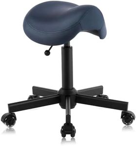 DR.LOMILOMI Ergonomic Saddle Stool Adjustable Pneumatic Swivel Rolling Saddle Seat Stool with Wheels for Medical Hygienic SPA Massage Salon Home and Office 506 Haku (Queen Blue)