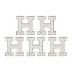 sourcing map Iron on Letter H Patch Colored Rhinestone Shiny Pearl English Alphabet Sewing Patch for DIY Clothes Repair Hats Bags Shoes Pillows Crafts Pack of 5