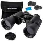 Celestron 72360 LandScout 10x50mm Water-Resistant Porro Prism Binoculars with Rubber Grip Surface, Coated Lens, K9 Optical Glass, Neck Strap and Soft Carry Case, Black