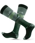 OutdoorMaster Ski Socks for Men, 2-Pair Skiing and Snowboarding Thermal Socks with OTC Design w/Non-Slip Cuff