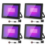 Viugreum 4 * 100w Led UV Light Black Floodlight UV Party Flood Lighting IP66 Waterproof Blacklight with 1.5m Power Plug and Switch Purple Outdoor Ultraviolet Lamp for Halloween Bar Decorations Stage