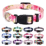 Mihqy Dog Collar with Bohemia Floral Tribal Geometric Patterns - Soft Ethnic Style Collar Adjustable for Small Medium Large Dogs(Pink Rose,S)