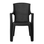 simpa Stackable High Back Plastic Rattan Effect Garden Chair - Graphite Single Chair