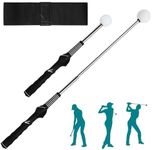 ZephyrCraft Golf Swing Training Aid, Adjustable Golf Grip Trainer with Arm Band for Posture Correction, Retractable Golf Alignment Stick for Men Women Kids Indoor & Outdoor Practice