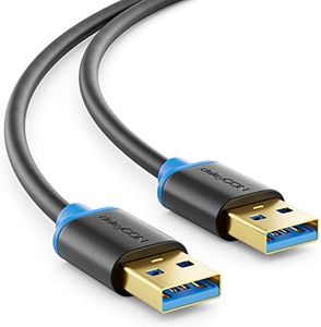 deleyCON 2m Cavo USB 3.0 Super Speed ​​- USB A Maschio a USB A Maschio - Velocità di Trasferimento Fino a 5 Gbit/s - Nero/Blu
