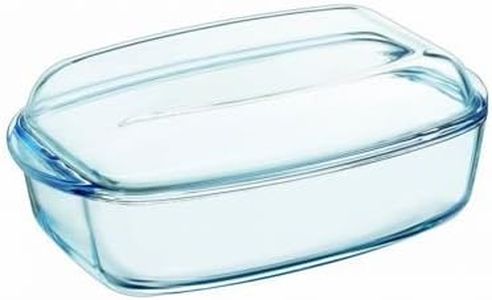 Pyrex - Fuente resistente al calor e ignífuga, envase para asar con tapa de cristal, vidrio, 7 L