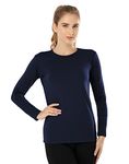 MANCYFIT Womens Thermal Tops Fleece Lined Shirt Long Sleeve Base Layer Blue Small