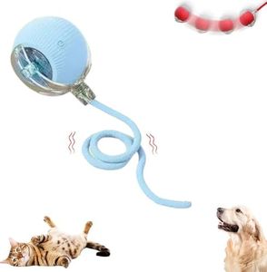 Interactive Cat Ball Toy, New Agility Move Cat Balls, Automatic Cat Ball Toys with Cord Imitation Mouse, Smart Self Rolling Interactive Cat Dog Ball for Dog/Cat (Blue)