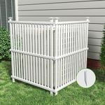 Beimo 48 "H x 42 "W Air Conditioner Fence Privacy Screen，Trash Can Enclosure Outdoor White Vinyl Fence Panels with Metal Stakes for Outside, 2 Plastic Panels