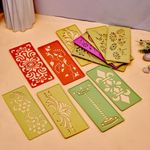 CRAFTAM Different Design Ready to Draw Rangoli Making Stencils, Rangoli Plastic Stencils for Floor Decoration (Set of 12, Size 3x7 Inch)