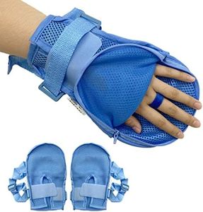 Hands Finger Control Mitt Padded, Dementia Safety Restraint Protector, Harm Fixed Middle Finger Separator for Elderly Patients, 1 Pair (M)