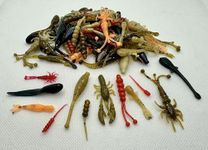 True North Baits - Mega Panfish Pack (100 pcs) - 100 Piece Soft Plastic kit for panfish Perch Crappie Bluegill Trout Goby maggots Worms Minnows Crayfish Micro Plastics