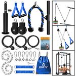 SERTT Weight Cable Pulley System Gym, Upgraded Cable Pulley Attachments for Gym LAT Pull Down, Biceps Curl, Tricep, Arm Workouts - Weight Pulley System Home Gym Add On Equipment, Blue