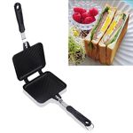 Sandwich Maker, Non Stick Grilled Sandwich and Panini Maker Pan with Anti Scalding Handle, Fast Breakfast Pan, Flat Bottom Double Sided Baking Pan for Home Kitchen Camping