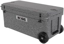 Ice Cooler with Wheels and Handle - 110qt Frosted Gray, Wheeled Cooler, Insulated Ice Chest with Wheels and Handle for Fishing and Camping with Dry Storage, Bottle Openers, and Cupholders