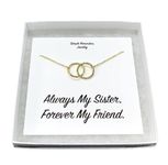 Always My Sister, Forever My Friend, Gold Double Circles Necklace (Box) Miss Fit Boutique