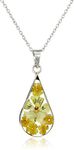 Amazon Essentials Sterling Silver Orange Pressed Flower Teardrop Pendant Necklace, 16' (previously Amazon Collection)