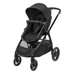 Maxi-Cosi Zelia 3 Luxe 2-in-1 Prams Travel System, 0 - 4 Years, up to 22 kg, Baby Stroller, Reclinable, Reversible Pushchair Seat & Pram Body, One-Hand Fold, XXL Shopping Basket, Twillic Black