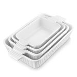 MALACASA, Series Bake, Rectangular Baking Dish Set of 4 (9"/11"/12"/14"), Oven to Table Baking Dish with Ceramic Handles Ideal for Lasagne/Pie/Casserole/Tapas, White